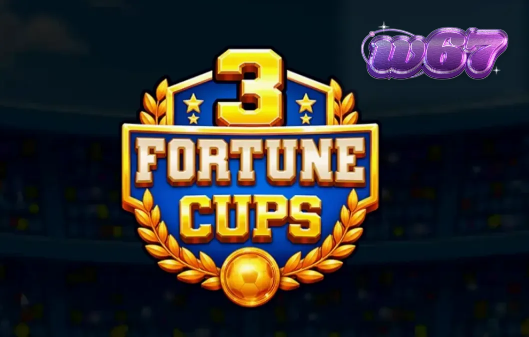 Tampilan visual slot 3 Fortune Cups dengan tema stadion sepak bola